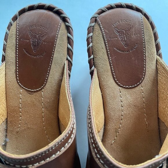 Frye Charlotte Ring 70770 Brown Leather Heeled Mule Clogs Women's Size 7 1/2 M - Picture 9 of 10